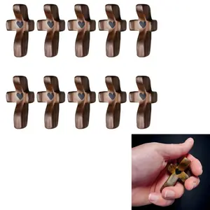 Pocket Wooden Cross Fidget, Relieve Anxiety Comfort for Clutching, Clinging and Praying, Inspirational Easter Gift for Christian Faith, Baptism, Prayer Christian Easter & Baptism Gift