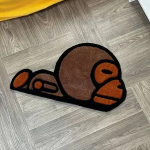 Cartoon Monkey Tufted Rug, Soft Plush Carpet for Living Room Bedroom, Indoor Decorative Mat, Comfortable Foot Pad for Gaming Room