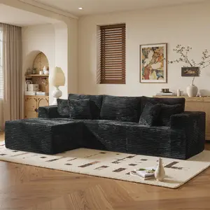 Extra-large L-shaped Sectional Sofa Set Chaise Lounge & Armchair Frameless Modular with Plush Fabric Foam Filling 3 Backrests 2 Cushions No Assembly Required Cloud Couches couch for living room boneless sectional couch tiktokshopspringglowup