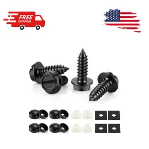 Rustproof License Plate Screws for Securing License Plates Frames and Covers on Cars and Trucks (Black Zinc Plated)