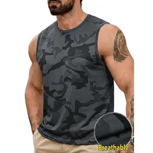 HIDKAT Men's Sleeveless Sports Vest - Athletic Apparel with Breathable Mesh, Camouflage Print, Lightweight Soft Fabric, Ideal for Sports & Daily Casual Wear