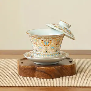zx02-Traditional Handmade Clay Tea Ware, Ancient Emperor-Used Jianzhan Collectible with Wood Accents