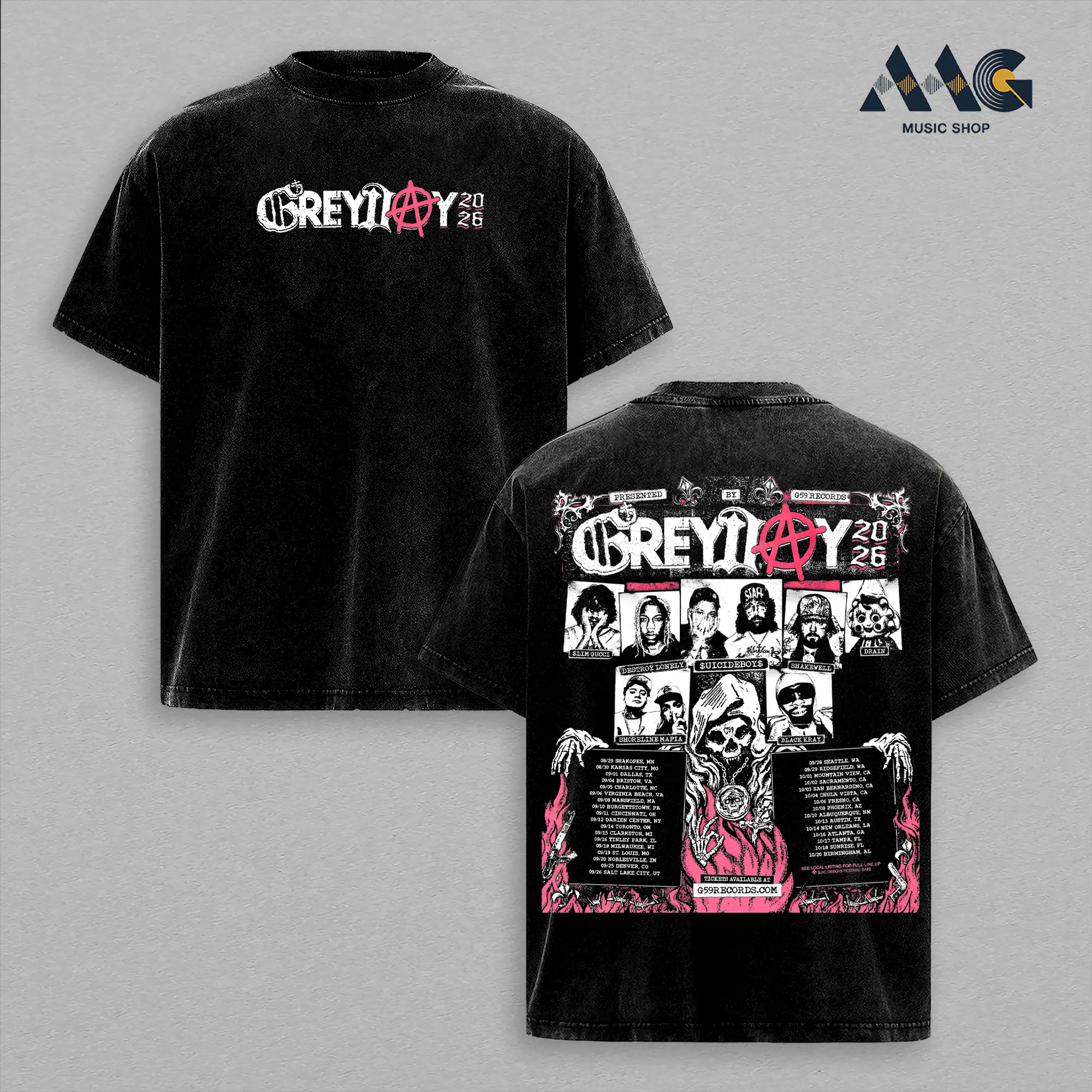 Retro Grey Day 2026 Tour Shirt, Vintage G59 Graphic T-Shirt, G59 Design Streetwear Tee, Underground Rap Hip Hop Graphic Shirt, Concert Tour Merch Aesthetic, Heavyweight Cotton Unisex Tee, Gift For Music Fans