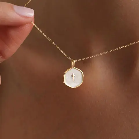 Small Cross Dainty Necklace For Women, 14K Gold Plated Design, Elegant Faith Pendant, Minimalist Religious Jewelry Gift, Christian Gift For Women And Teenagers