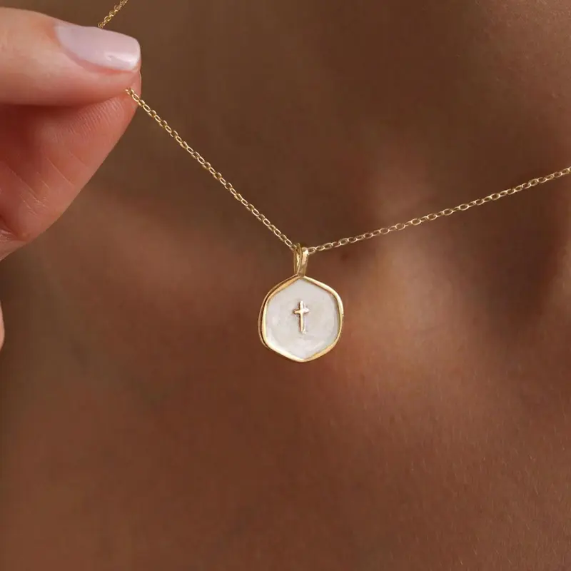 Small Cross Dainty Necklace For Women, 14K Gold Plated Design, Elegant Faith Pendant, Minimalist Religious Jewelry Gift, Christian Gift For Women And Teenagers