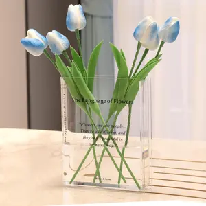 Book Lover's Acrylic Vase - Transparent Literary Flower Vase for Home & Office Décor - Unique Gift for Readers - Artistic Book-Shaped Design Decor Ornaments