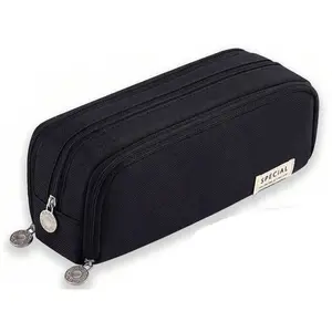 1pc Large Capacity Pencil Case 3 Compartment Pouch Pen Bag for School Supplies, Office Supplies, Stationery Supplies, Black,Pink,Purple,Navy Blue,Green