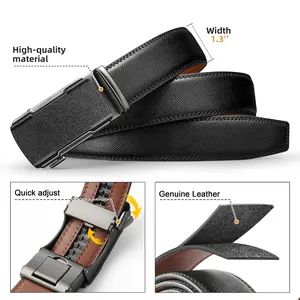 RYNEOCES Men's Slide Ratchet Belt - Designer Business Casual Waistband for Office & Work - Includes Bifold Wallet - Durable Western Cowboy Style with Side Buckle