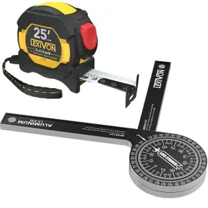 Black Aluminum Miter Saw Protractor | 7Inch Rust Proof Angle Finder Featuring Precision Laser Engraved Scales Professional Miter Saw Protractor with Measuring Rulers for Angle Finder Carpentry, Crown Molding Tool & Baseboard Building Trade Men Female