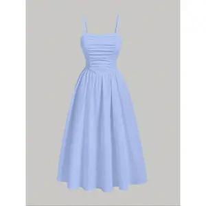 Women’s solid-color cami dress, an elegant casual dress suitable for parties, vacations, and wedding guests; women’s clothing for all seasons GARMENTARY