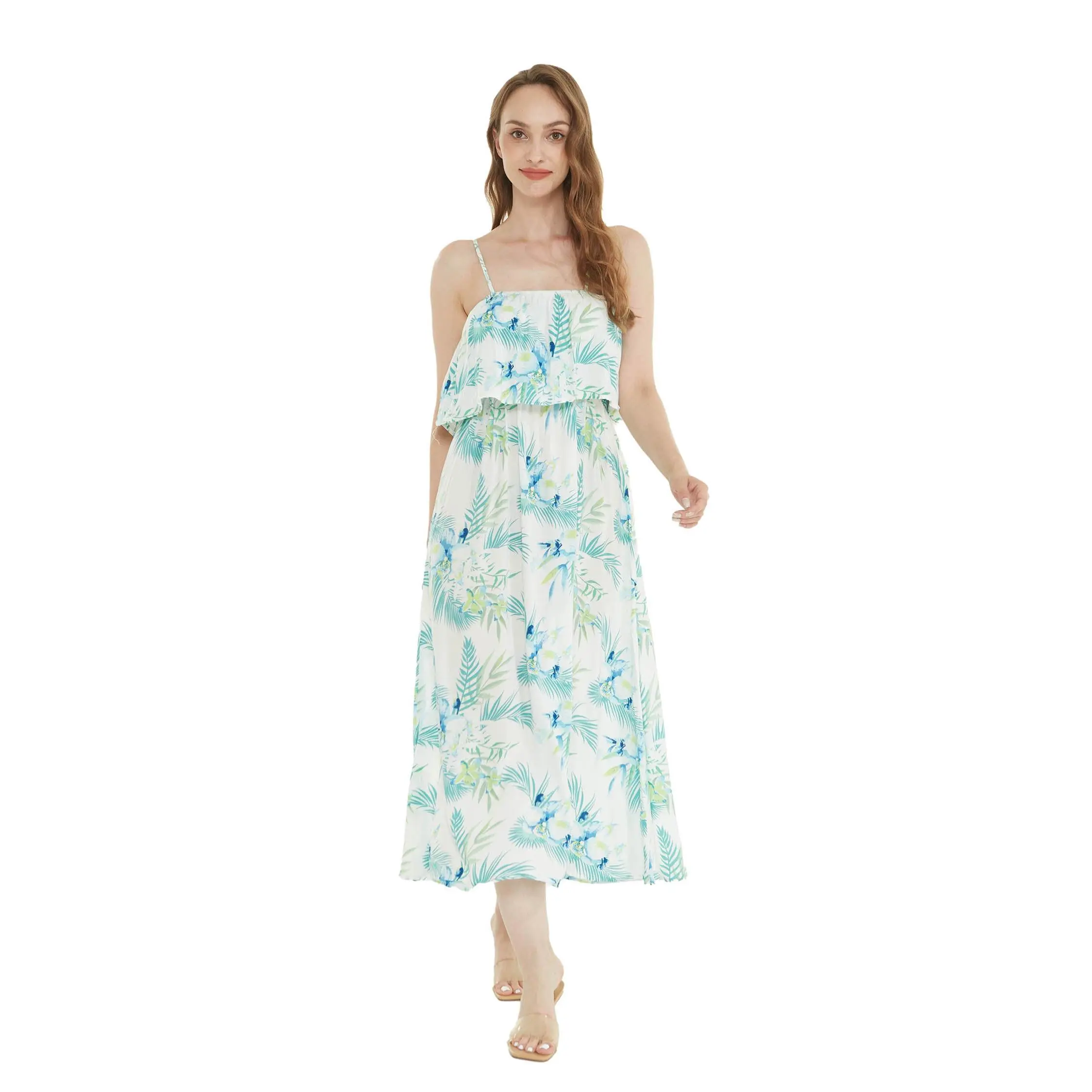 Women's Charming MuuMuu Dress in Orchid Breeze White