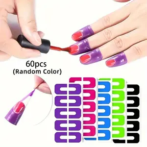 60pcs U-Shaped Nail Protection Stickers - Odorless Latex Nail Protector, Anti-Stain Nail Art, Painting And Printing - Flexible Nail Art Tools, Professional Nail Art Additions, Easy-To-Use U-Shape Design