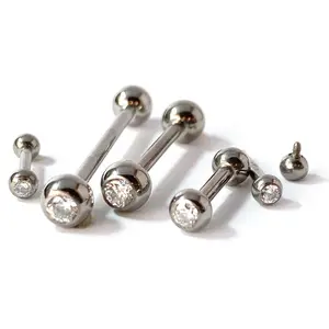1pc Implant Grade Titanium Internally Threaded Barbell Tongue Tragus Nipple Ring