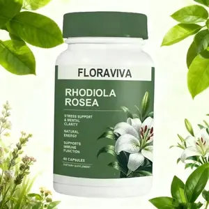 Floraviva Rhodiola Rosea Capsules Natural Energy Support Non-GMO & Safe Stress Relief Anxiety Reduction Mental Clarity Booster 60 Capsules for Wellness
