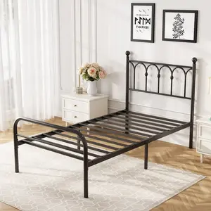 Twin Metal Platform Bed Frame with Steel Slat Support, Underbed Storage, No Box Spring Needed, Easy Assembly