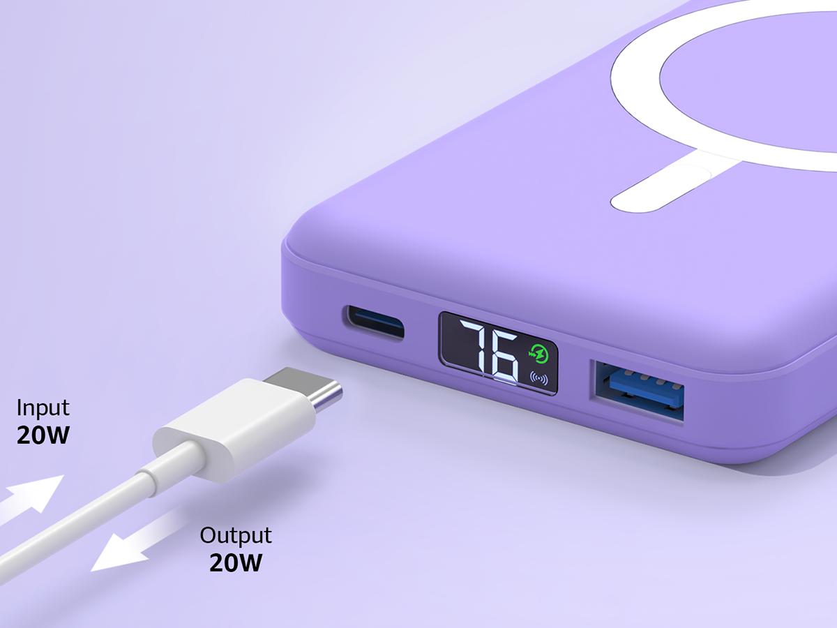 Podoru 10000mAh Magnetic Power Bank | 22.5W Fast Charging + 15W Wireless | Charge 3 Devices Simultaneously | LED Display | Portable Charger for iPhone & Android