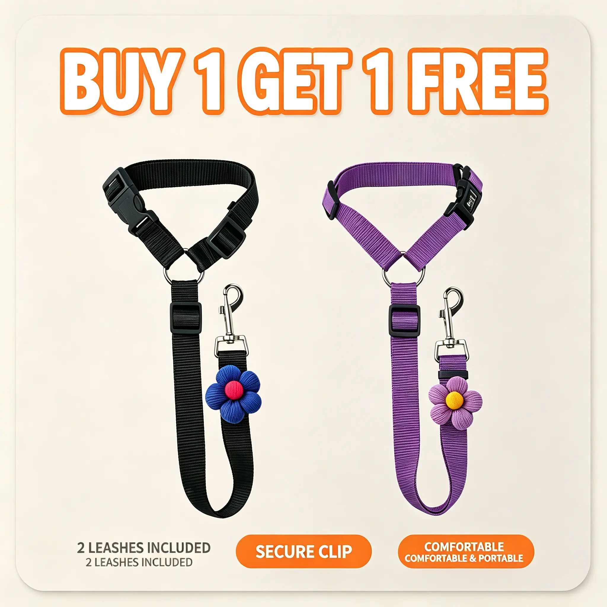 BUY 1 GET 1 FREE | Adjustable Dog Car Seat Belt – Pet Safety Tether for Cars harness