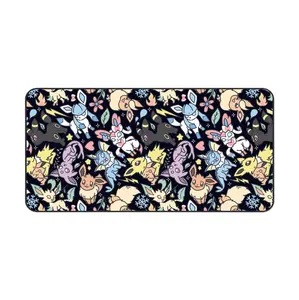 Eevee Black Desk Mat, Anime Mouse Pad, Computer Accessories, Perfect Gift for Fans, Office Decor, Gaming Decor, Top Deskmat