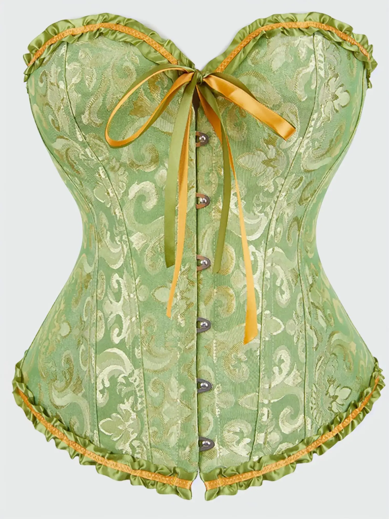 Women's Jacquard Lace Up Grommet Eyelet Frill Trim Shapewear Top, Breathable Fit Elegant Corset Shaper Bandeau Top, Shapewear Tube Top for All Seasons