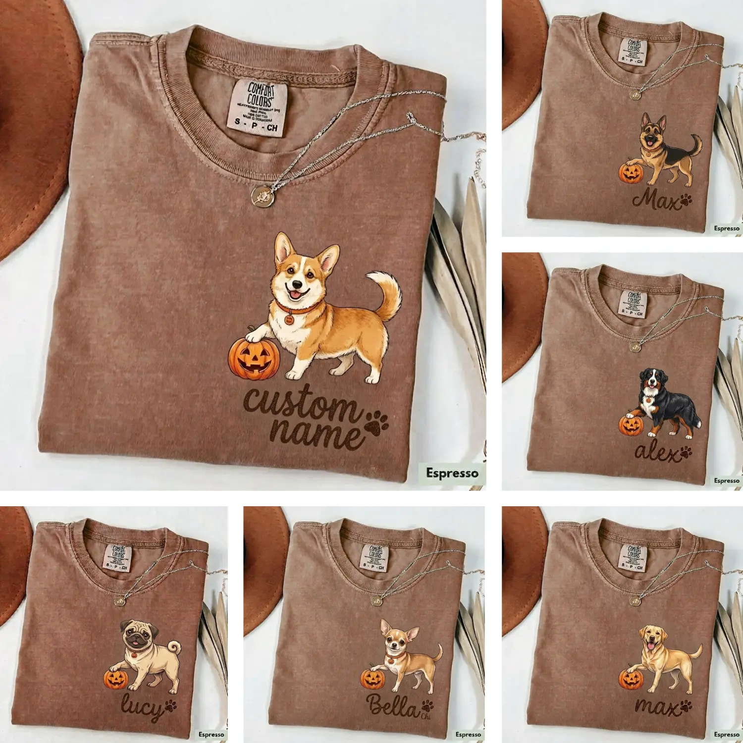 Comfort Colors Personalized Dog Name Shirt, Custom Pet Lover Gift, Fall Pumpkin Dog Tee
