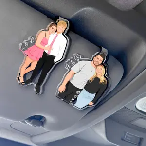 Custom Portrait From Photo Couples Car Visor Clip, Faceless Photo, Custom Drive Safe Sun Visor Picture Clip, Valentine's Day Gift For Him