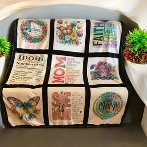 Customizable Sublimation Blanket - 9-Panel Design with Personalization Options, Lightweight & Cozy, Ideal for Snuggling and Display it could be a perfect gift for our seniors 2025