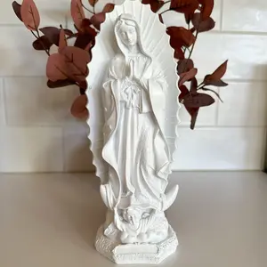 Virgin Mary Statue, Little Virgin of Guadalupe Decor Decorating Decoration Living Room White Religious Ornaments