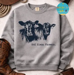 God Bless Cattle Farmers Sweatshirt, Vintage western sweatshirt, Western Boutique Wholesale, eat beef sweatshirt, vintage tee