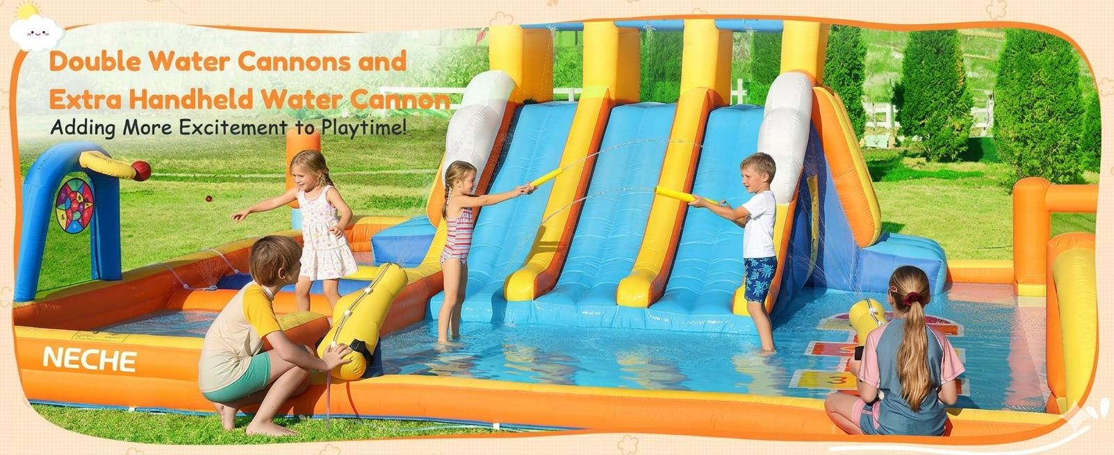 【Beautyhackher Exclusive】Inflatable Water Slide, Water Park for Big Kids,with Blower, Slides, Climbing Walls, Water Guns, and Deep Splash Pool, Indoor and outdoor, Summer Gifts 【Beautyhackher Exclusive】Inflatable Water Slide, Water Park for Big Kids,with Blower, Slides, Climbing Walls, Water Guns, and Deep Splash Pool, Indoor and outdoor, Summer Gifts