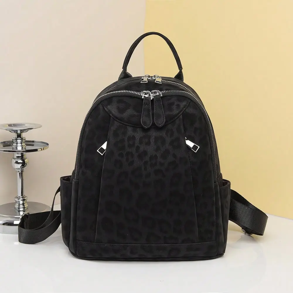 Women's Leopard Print Minimalist Casual Small Carry-All Animal Theme Backpack - Ideal for Shopping & Everyday Use, Small Backpacks, Carry-All Backpacks