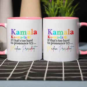1pc, Kamala "Madam President" 11oz Ceramic Coffee Mug – Colorful Design, Insulated & Dishwasher Safe, Perfect Gift for Harris Supporters, 2024 Presidential Campaign Souvenir