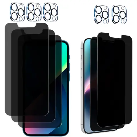 Entronix Tempered Glass Privacy Screen Protector for iPhone 17/16/15/14/13/12/11 Air/Plus/Pro Max - 2 Privacy Glass + 2 Camera Lens Covers, Anti-Fingerprint, Scratch Resistant, Shockproof, Installation Support, Mobile Phone Accessories