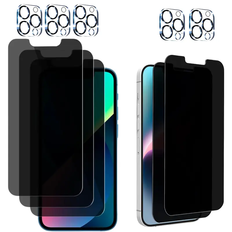 Entronix Tempered Glass Privacy Screen Protector for iPhone 17/16/15/14/13/12/11 Air/Plus/Pro Max - 2 Privacy Glass + 2 Camera Lens Covers, Anti-Fingerprint, Scratch Resistant, Shockproof, Installation Support, Mobile Phone Accessories