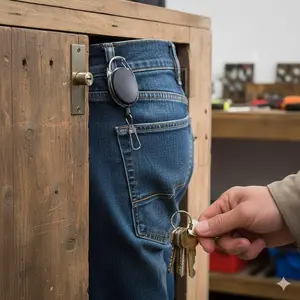 Retractable Keychain Holder, Anti-Loss Key Clip with Elastic Safety Lock, Portable Quick Release Key Ring, Stretchable Anti-Theft Key Accessory, Secure Detachable Key Fob, Durable Expandable Key Organizer for Everyday Carry.