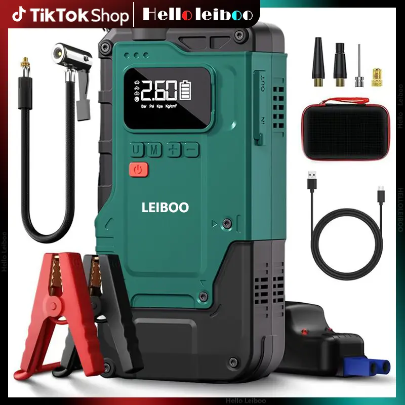 【DealsForYouDays】Portable Car Jump Starter with Air Compressor - 3000A/150PSI, 12V Portable Jump Box for 5.0L Diesel & 8.0L Gas, Compact Battery Jump Pack, Extended Smart Jumper Cables, USB Outputs and Lights - Auto Accessories!