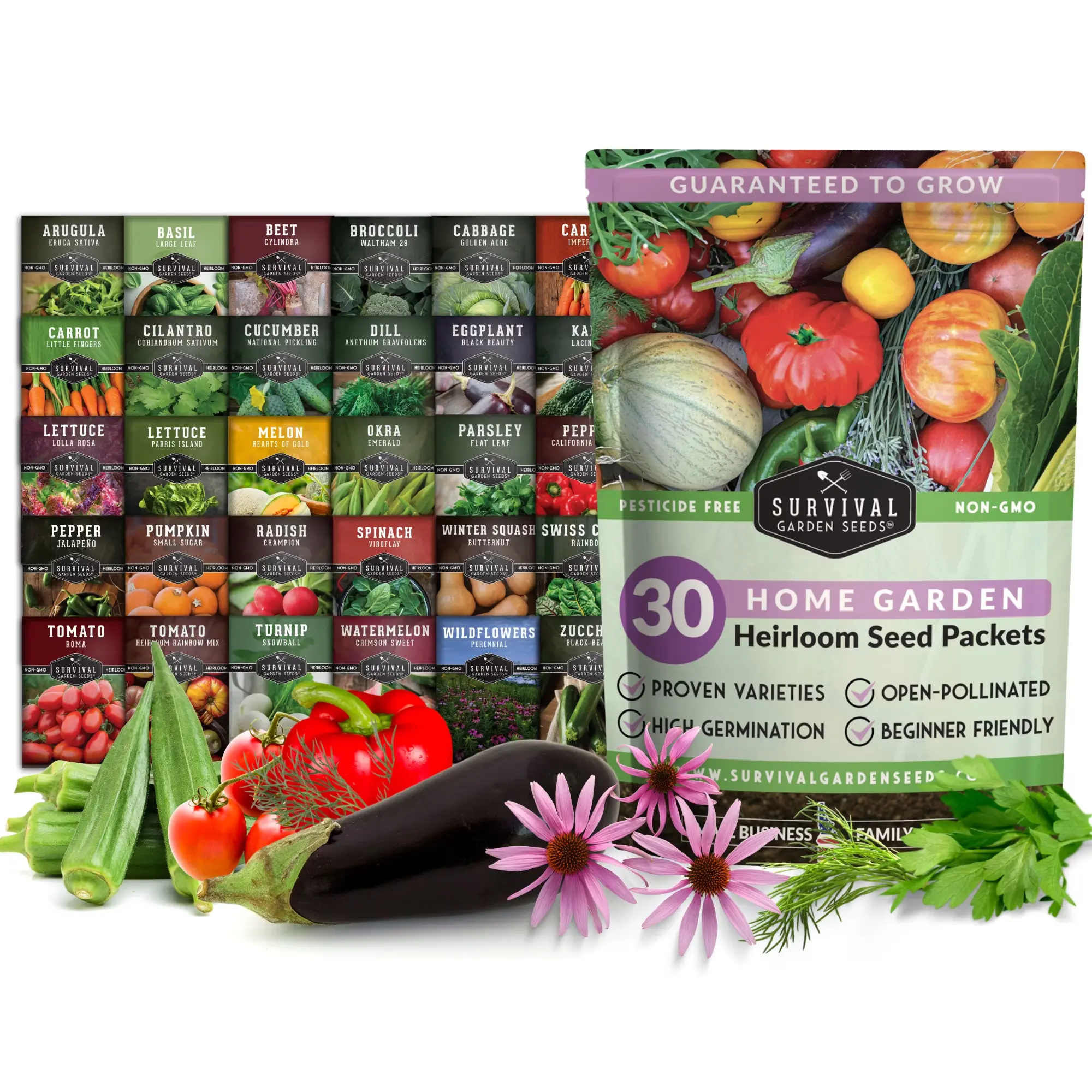 30 Heirloom Vegetable & Herb Annual Seeds