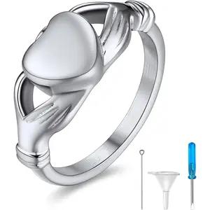 Urn Rings for Ashes for Women, Personalized Stainless Steel Cremation Ring with Ashes for Funeral Keepsake Gift Memorial