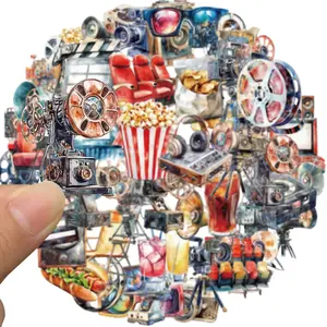 50 Pcs Watercolor Style Projector Stickers, Funny Movie Themed Vinyl Stickers, Waterproof for Party Favors, Water Bottles, Laptop, Scrapbooking