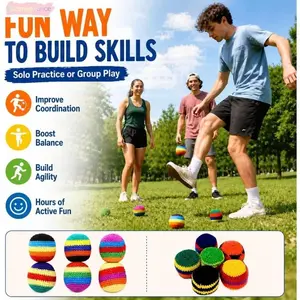 6 Pack Handmade Knitted Hacky Sack Set Multicolored Crochet Juggling Balls For Beginners Adults Nostalgia Classic Retro Skill Toy Durable Footbags For Outdoor Play
