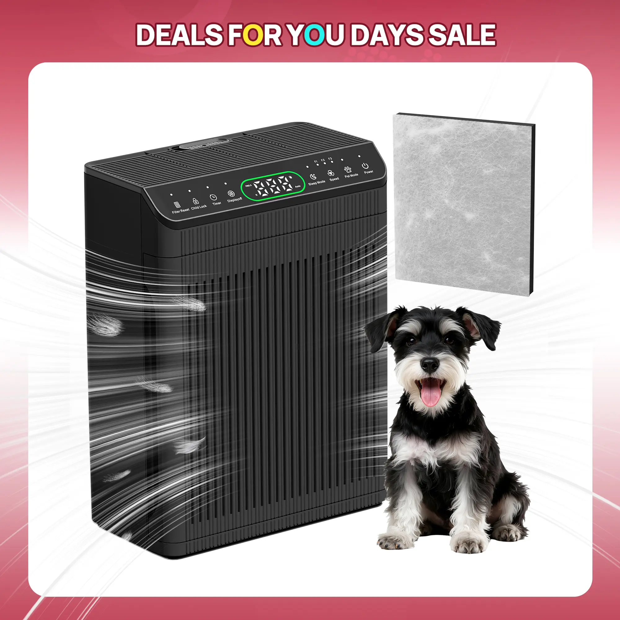MORENTO 066 HEPA Air Purifier for Large Rooms (Up to 1,690 ft²) - Pet Mode, Aromatherapy, PM2.5 Monitor, Removes Smoke, Pollen, Pet Dander, Room Decor-Friendly Household Appliance