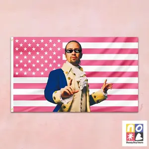Alexander Hamilton Meme Flag  Funny Pink Patriotic Tapestry, Cool Sunglasses Founding Father Wall Art, Hamilton Musical Gift Decor