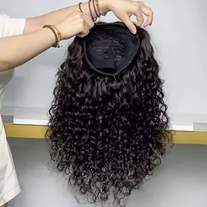 3 IN 1 Half Wig Human Hair Curly 220% Density Glueless Kinky Curly Wigs with Headband Upgrade Seamless Clip Ins Flip Over Design