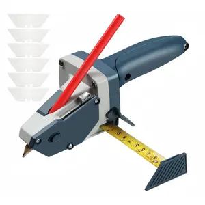 Multifunction Drywall Cutting Tool w/ 6 Blades - Tape Measure & Pencil Included for Gypsum & Wood