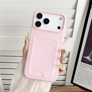 Simple Two-In-One Card Holder Phone Case for iPhone 17 Pro Max Air, Credit Card Slot, Shockproof Design, Stylish Mobile Cover, Accessories