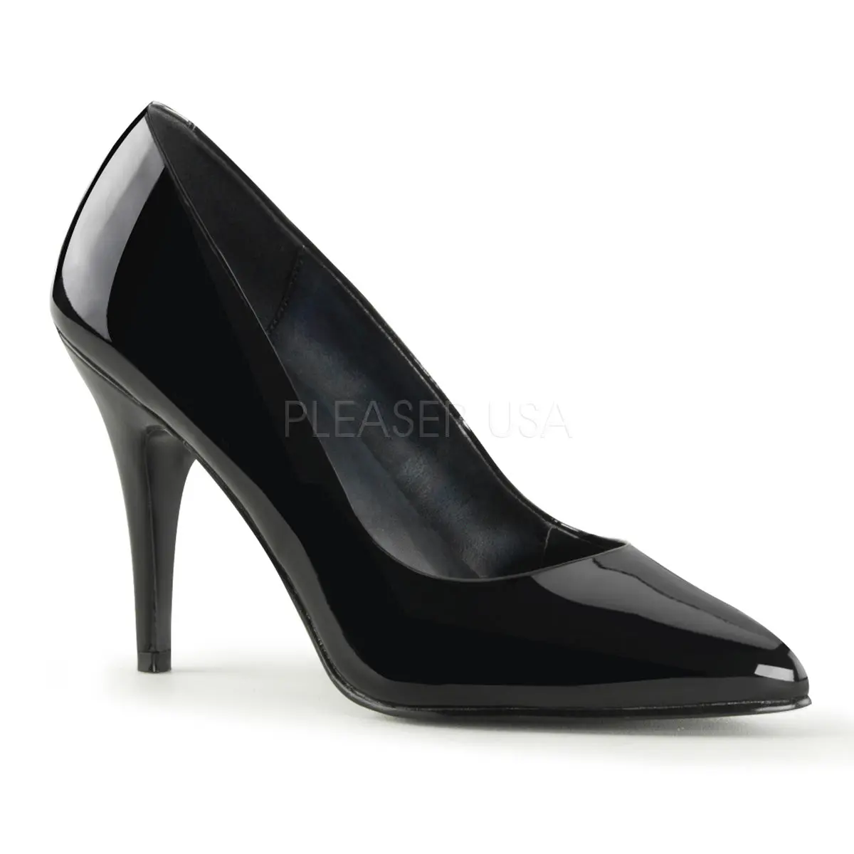Women's Classic Black Patent Pumps, Fashion Pointed Toe Dress Shoe with a 4-in Stiletto Heel, Extended Sizes 5-16, High Heel, Heeled, Footwear, Stylish, Vanity, Elegant