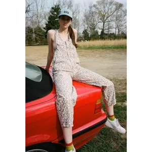 Urban Outfitters Leopard Print Overalls XS Canvas Carpenter Jumpsuit Y2K Street