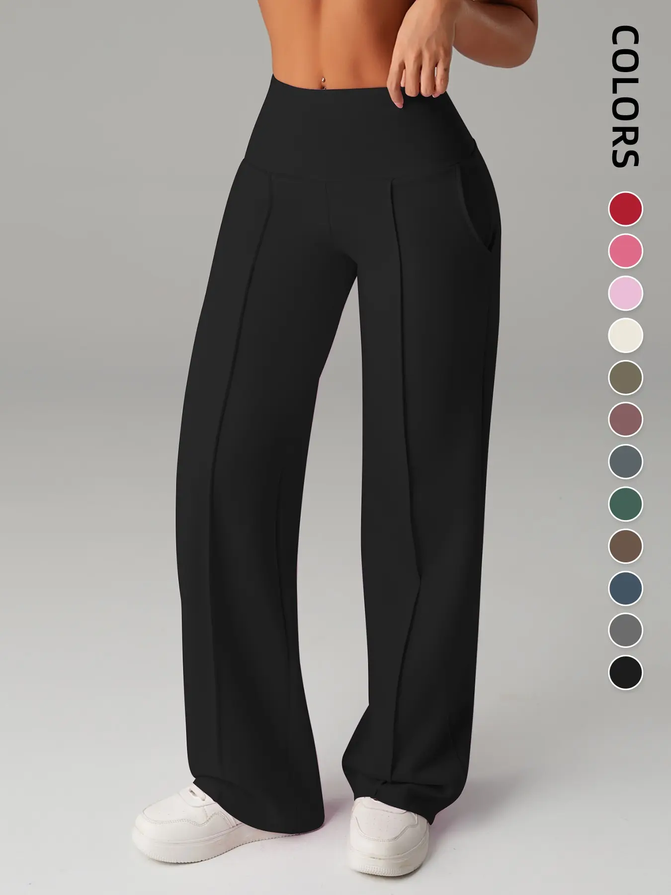 Women's High-Waisted Loose-Fit Sporty Pants, High Waisted Athletic Soft Comfortable Micro Flare Bell Bottom Leggings, Flared Sports Pants, Activewear Pants, Ideal for Gym & Home, All-Season Wear, Gym Sportswear Bottoms, Female Gym Clothes