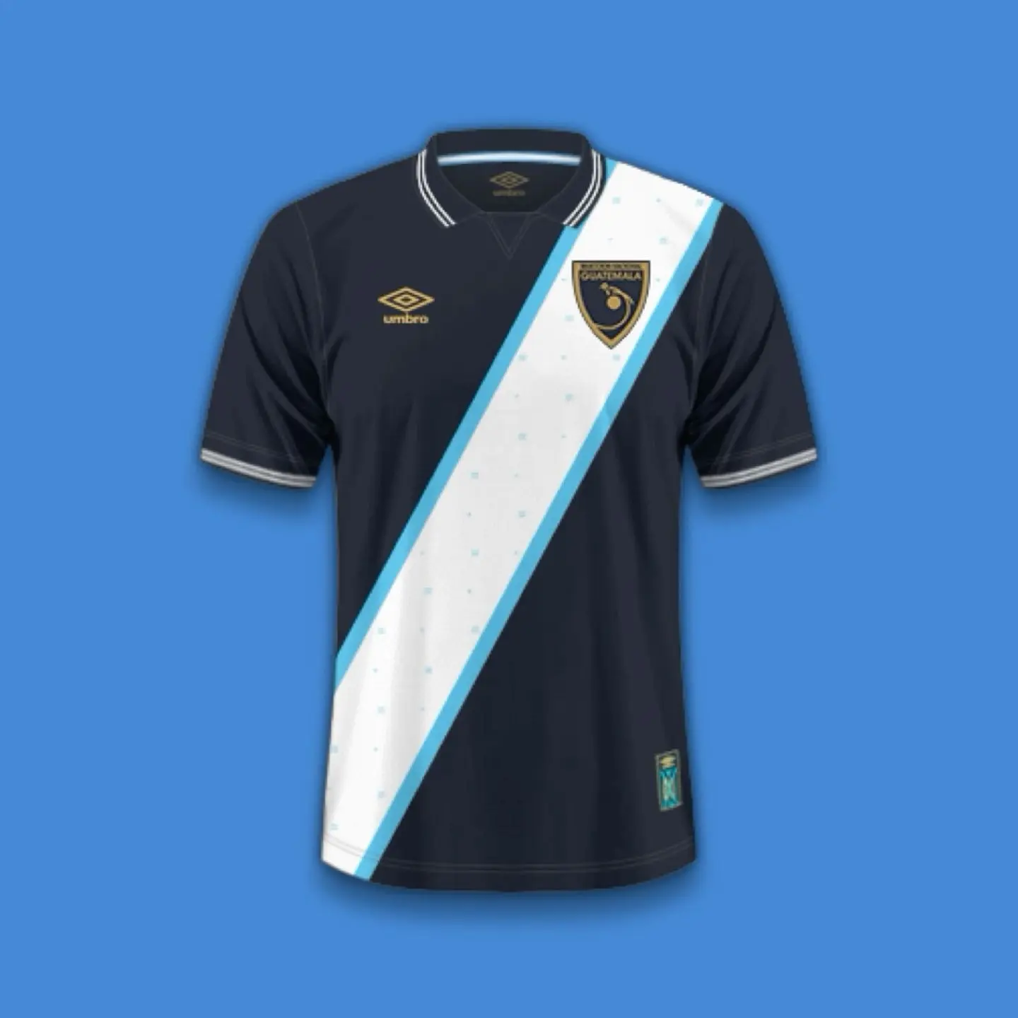 Guatemala 2026/2027 Away Soccer Jersey | Navy Blue & White Diagonal Football Shirt | Men’s Short Sleeve National Team Fanwear | Match Day Supporter Top