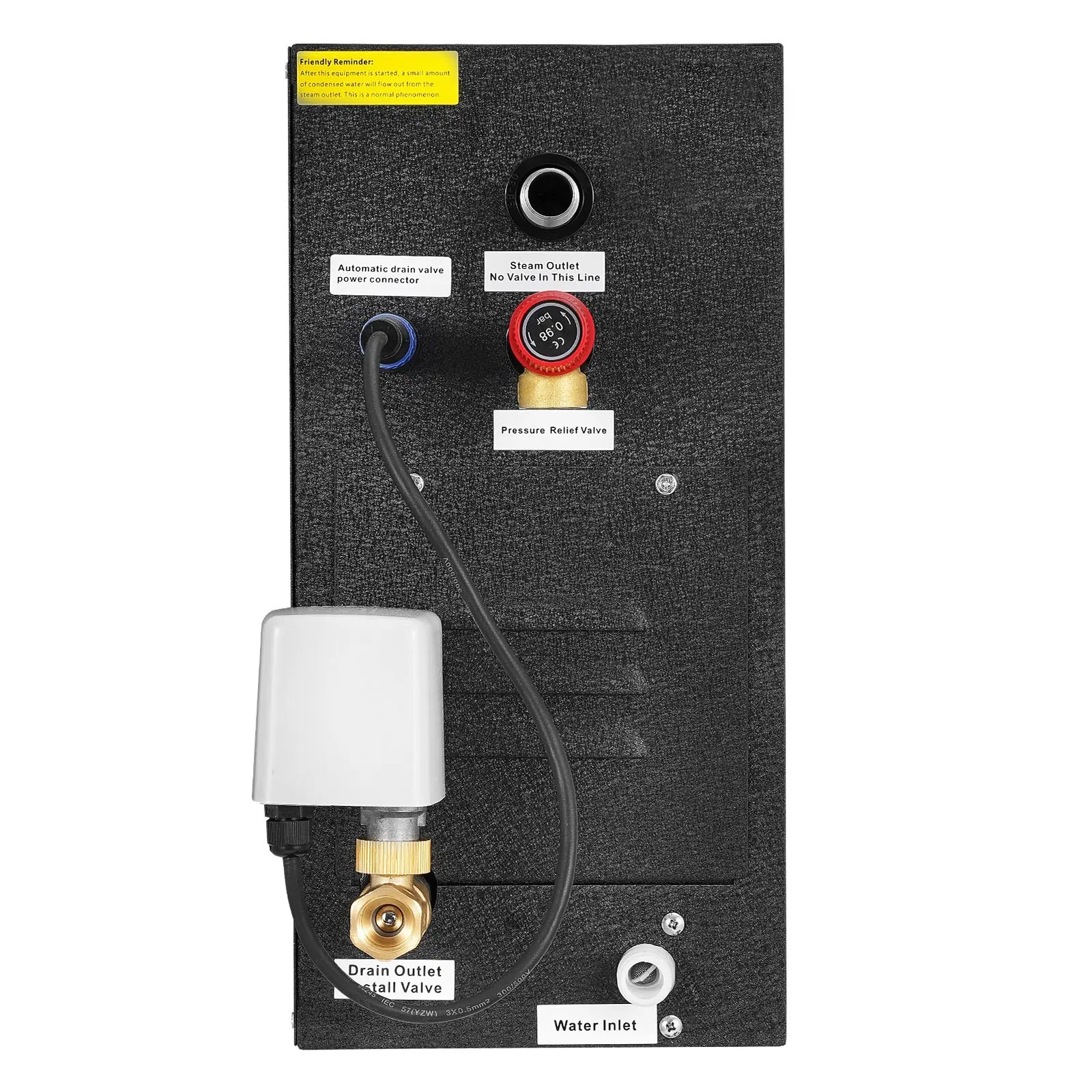 VEVOR Do-90 9 kW Compact Indoor Stainless Steel Commercial Steam Generator with Controller, Temp Control, 10 Min-24h Efficiency, Auto Drain Kit, 17.72x7.28x13.58 in, 27.12 lbs Black Home Sauna Spa Unit