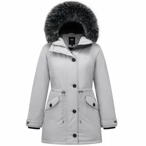 Women's Winter Thicken Quilted Puffer Parka with Faux Fur Trim Hood for Cold Weather